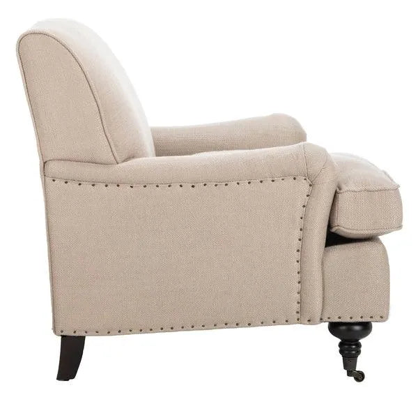 Chloe Antique Gold Linen Club Chair - The Mayfair Hall