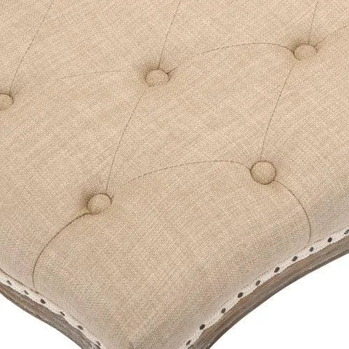 Ramsey Beige Linen Tufted Country French Bench - The Mayfair Hall