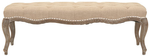 Ramsey Beige Linen Tufted Country French Bench - The Mayfair Hall