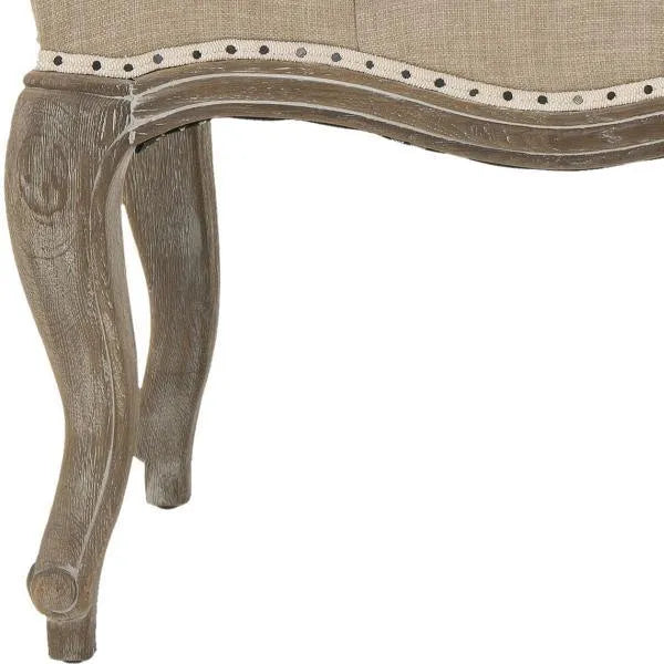 Ramsey Beige Linen Tufted Country French Bench - The Mayfair Hall