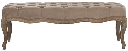 Ramsey Taupe Tufted Cabriole Leg Bench - The Mayfair Hall