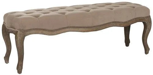 Ramsey Taupe Tufted Cabriole Leg Bench - The Mayfair Hall