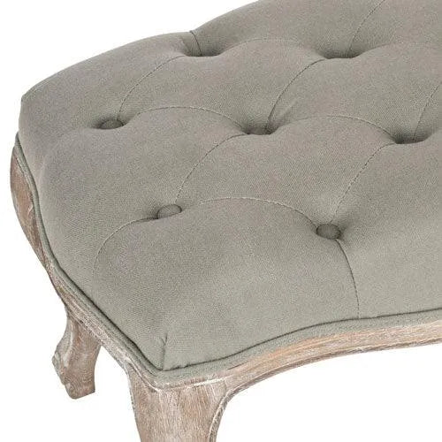 Ramsey Sea Mist Linen Tufted Bench - The Mayfair Hall