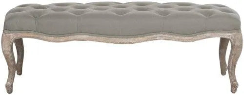 Ramsey Sea Mist Linen Tufted Bench - The Mayfair Hall