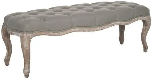 Ramsey Sea Mist Linen Tufted Bench - The Mayfair Hall