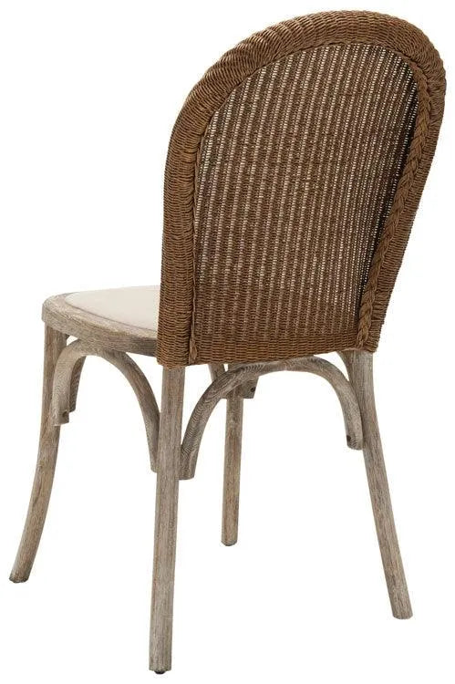 Classic 19''h Rattan Side Chair in Taupe Linen (Set of 2) - The Mayfair Hall