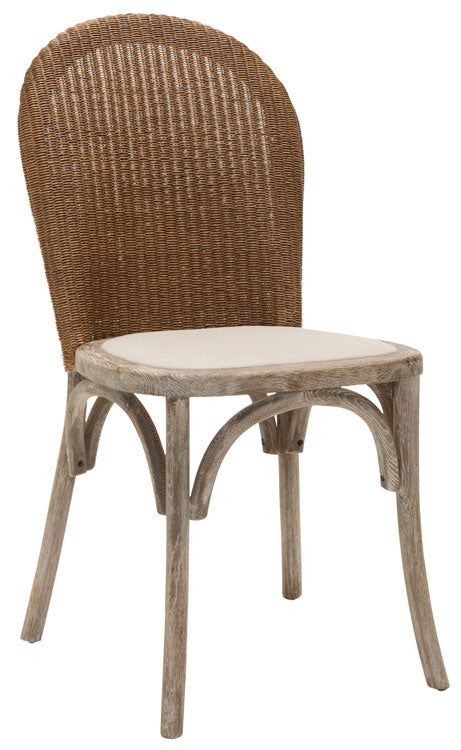 Classic 19''h Rattan Side Chair in Taupe Linen (Set of 2) - The Mayfair Hall