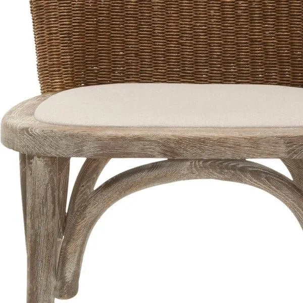 Classic 19''h Rattan Side Chair in Taupe Linen (Set of 2) - The Mayfair Hall
