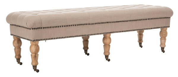 Barney Taupe Linen Tufted Bench - The Mayfair Hall