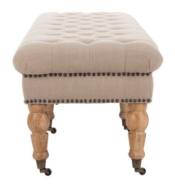 Barney Taupe Linen Tufted Bench - The Mayfair Hall