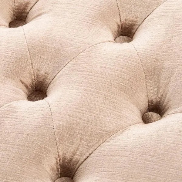 Mink Brown Velvet Tufted Bench - Brass Nail Heads - The Mayfair Hall