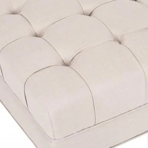 Clark Taupe Linen Cocktail Tufted Ottoman - The Mayfair Hall