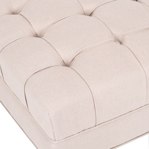 Cocktail Tufted Ottoman in Taupe Linen - The Mayfair Hall