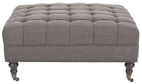 Clarck Charcoal Linen Cocktail Tufted Ottoman - The Mayfair Hall