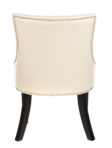 Rustic Black 19"H KD Side Chair in Cream Colored Leather Silver Nail Heads (Set of 2) - The Mayfair Hall