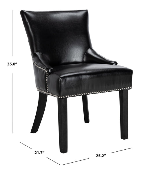 Lotus Rustic Black Leather Side Chair (Set of 2) - The Mayfair Hall