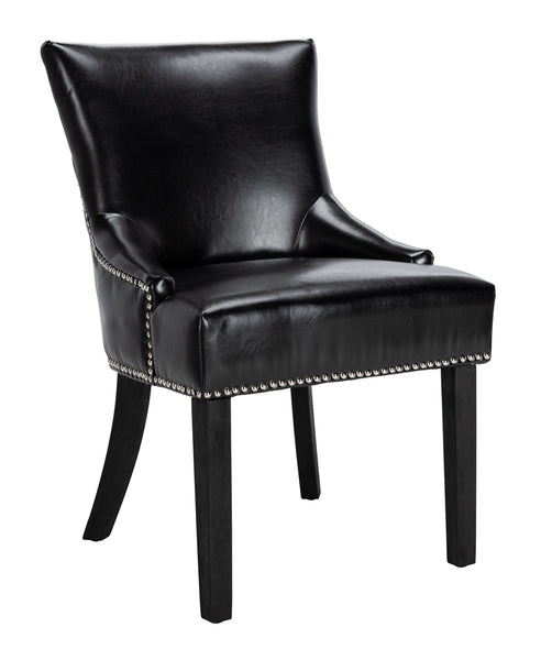Lotus Rustic Black Leather Side Chair (Set of 2) - The Mayfair Hall