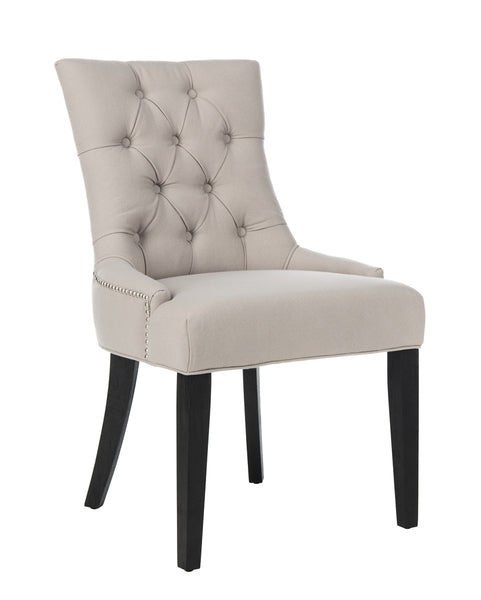 Taupe-Espresso Tufted Side Chair Silver Nail Heads 19" H (Set of 2) - The Mayfair Hall