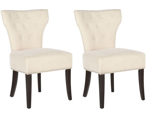 Wheat-Espresso Side Chairs Silver Nail Heads (Set of 2) - The Mayfair Hall
