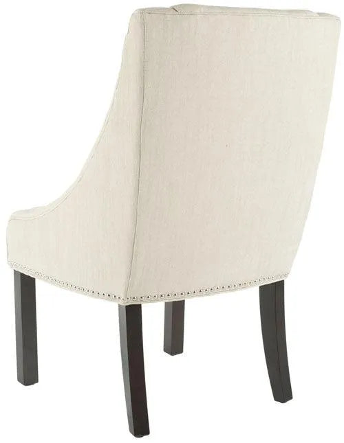 Beige-Espresso 20'' H Sloping Arm Dining Chair - Silver Nail Heads (Set of 2) - The Mayfair Hall