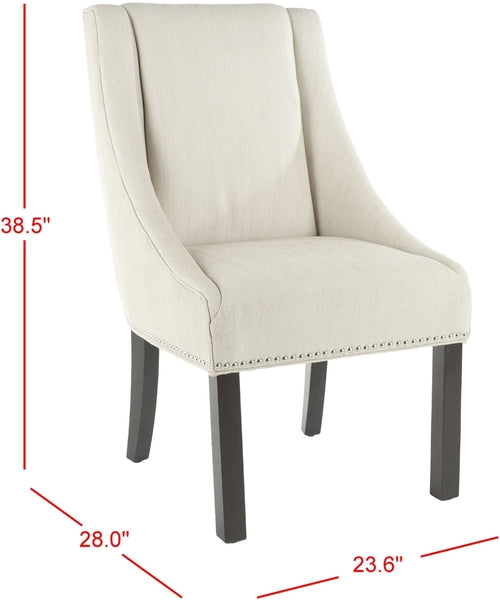 Beige-Espresso 20'' H Sloping Arm Dining Chair - Silver Nail Heads (Set of 2) - The Mayfair Hall