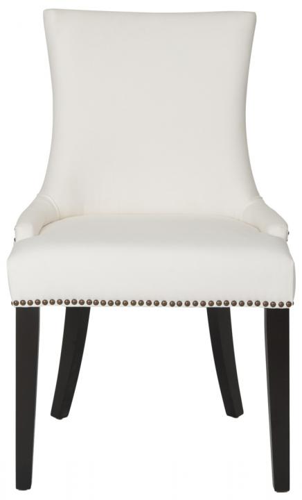 Elegant White 19"H Dining Chair-Brass Nail Heads (Set of2) - The Mayfair Hall