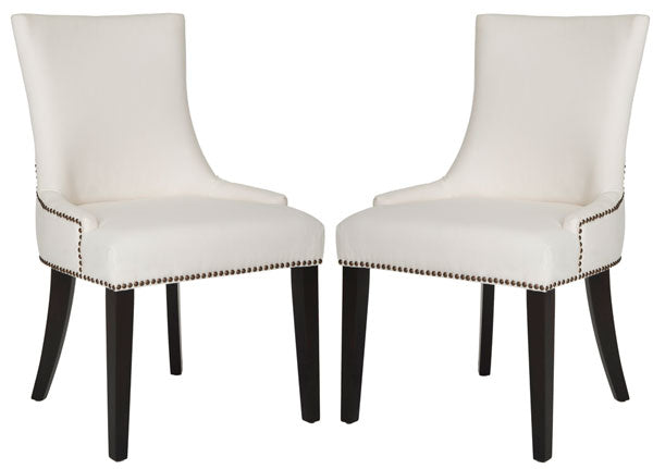 Elegant White 19"H Dining Chair-Brass Nail Heads (Set of2) - The Mayfair Hall