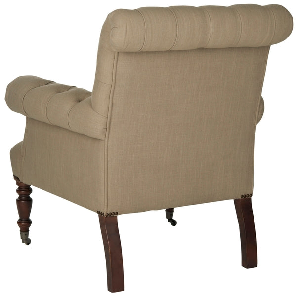 Bennet Taupe Linen Tufted Edwardian Club Chair - The Mayfair Hall