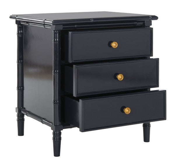 3 Drawer Modern Bamboo Nightstand 25" H in Navy - The Mayfair Hall