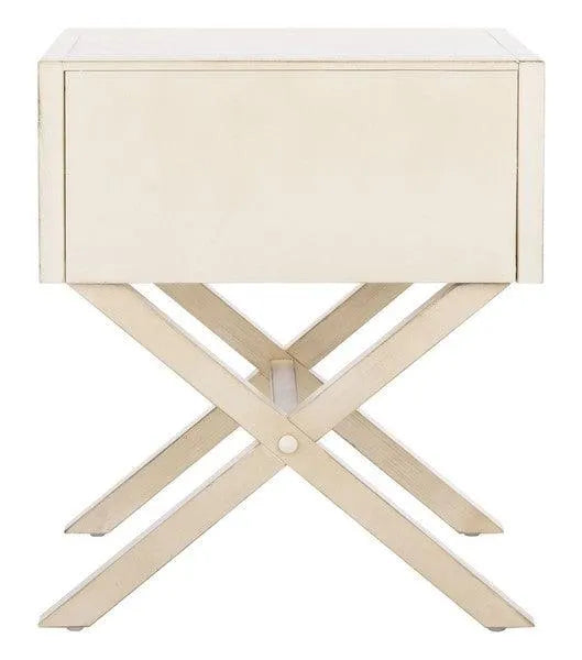 Safavieh Odilia Acacia Antique White Nightstand