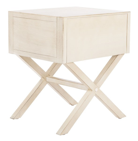 Odilia Acacia Antique White Nightstand - The Mayfair Hall