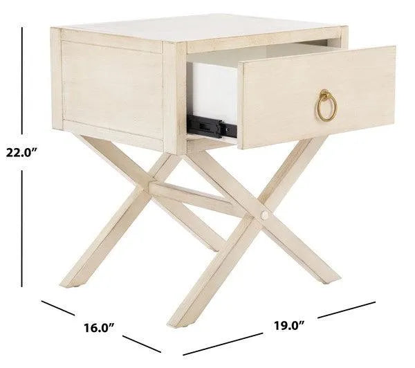 Safavieh Odilia Acacia Antique White Nightstand