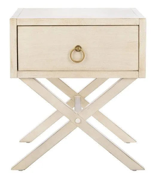 Odilia Acacia Antique White Nightstand - The Mayfair Hall