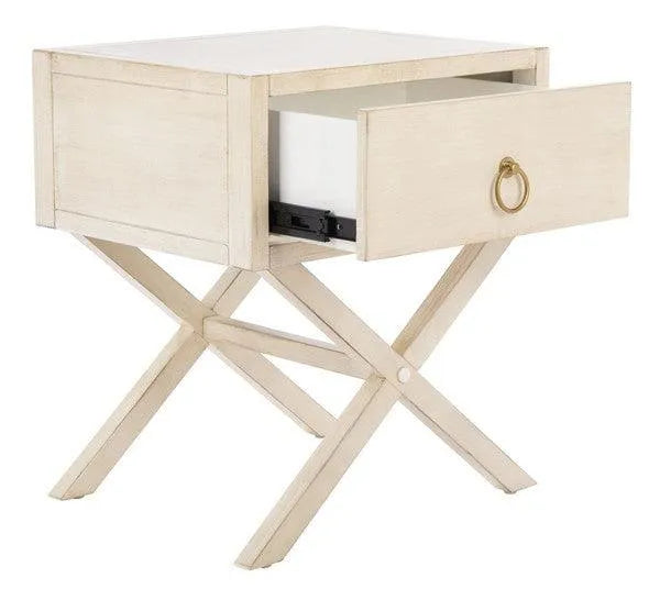 Odilia Acacia Antique White Nightstand - The Mayfair Hall