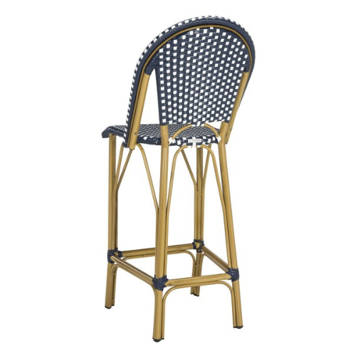 Kipnuk Navy-White Indoor Outdoor French Bistro Bar Stool - The Mayfair Hall