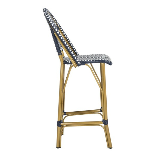Kipnuk Navy-White Indoor Outdoor French Bistro Bar Stool - The Mayfair Hall