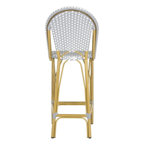Ford Grey-White Indoor Outdoor French Bistro Rattan Bar Stool - The Mayfair Hall