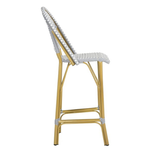 Ford Grey-White Indoor Outdoor French Bistro Rattan Bar Stool - The Mayfair Hall