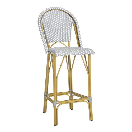 Grey-White Indoor Outdoor French Bistro Bar Stool - The Mayfair Hall