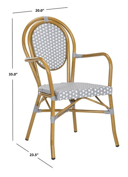 Rosen Grey-White Indoor Outdoor French Bistro Arm Chair (Set of 2) - The Mayfair Hall