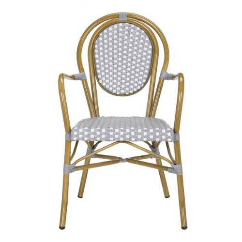 Rosen Grey-White Indoor Outdoor French Bistro Arm Chair (Set of 2) - The Mayfair Hall