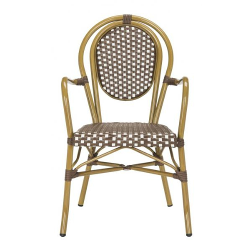 Brown-White Woven Wicker Arm Chairs ( Set of 2) - The Mayfair Hall