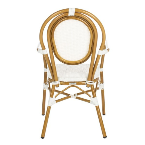 Rosen White Woven Indoor Outdoor Wicker Bistro Arm Chair (Set of 2) - The Mayfair Hall