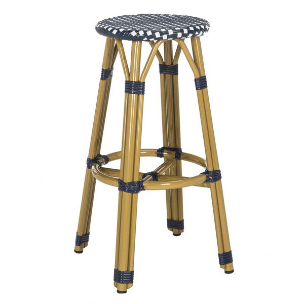 Kelsey Navy-White Indoor Outdoor Bar Stool - The Mayfair Hall