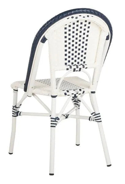 Zoya Navy-White Wicker Indoor Outdoor Dining Chair (Set of 2) - The Mayfair Hall