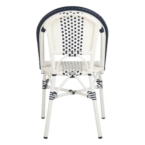 Zoya Navy-White Wicker Indoor Outdoor Dining Chair (Set of 2) - The Mayfair Hall