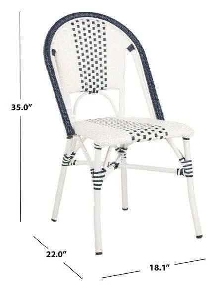 Zoya Navy-White Wicker Indoor Outdoor Dining Chair (Set of 2) - The Mayfair Hall