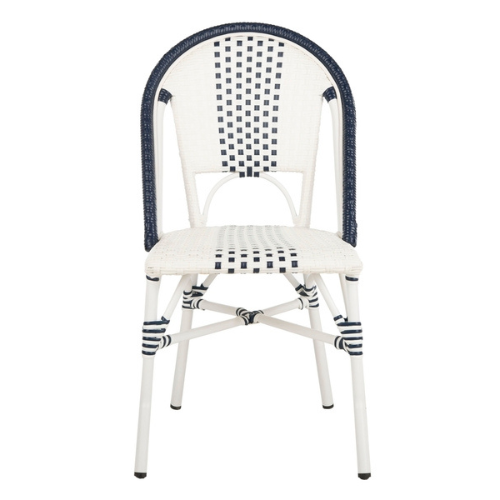 Zoya Navy-White Wicker Indoor Outdoor Dining Chair (Set of 2) - The Mayfair Hall