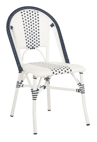 Zoya Navy-White Wicker Indoor Outdoor Dining Chair (Set of 2) - The Mayfair Hall