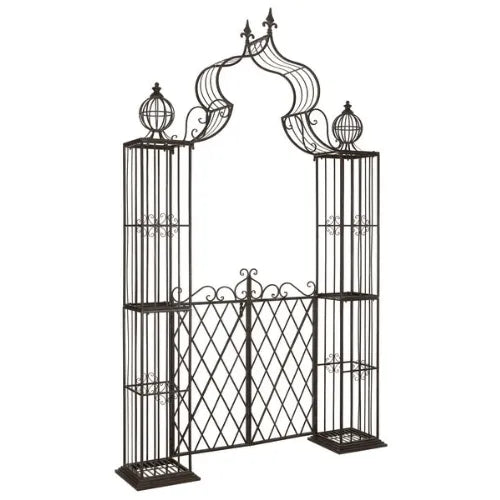 Beatrix Rustic Brown Iron Outdoor Garden Arbor - The Mayfair Hall